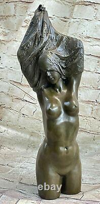 Art Deco Female Body Woman Bust Bronze Sculpture Figurine Figure