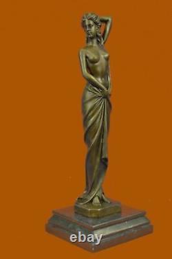 Art Deco Female Chair Signed Long Bronze Sculpture Figurine Home Decor