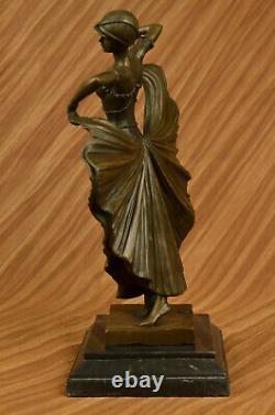 Art Deco Flair Bronze Dancer Sculpture By Chiparus Statue Marble Figurine
