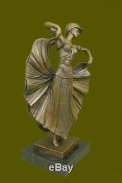 Art Deco Flair Dancer Bronze Sculpture By Chiparus Statue Marble Figurine