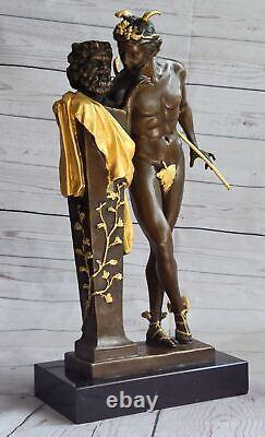 Art Deco Gild Bronze Sculpture Font Flying Mercury Classic Opens Case