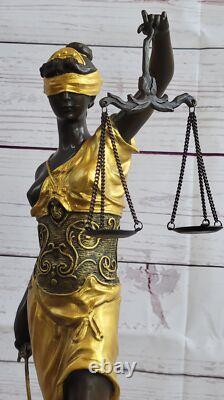 Art Deco Gold Accent Store Justice Original Signed Mayer Bronze Sculpture Figurine