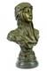 Art Deco Golden Bronze Female Goddess Bust Statue High Detail Sculpture Nr