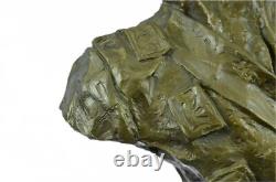 Art Deco Golden Bronze Female Goddess Bust Statue High Detail Sculpture Nr