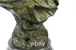 Art Deco Golden Bronze Female Goddess Bust Statue High Detail Sculpture Nr