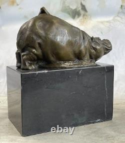 Art Deco Hippo Hippopotamus Collector Bronze Edition Sculpture Statue