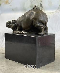 Art Deco Hippo Hippopotamus Collector Bronze Edition Sculpture Statue