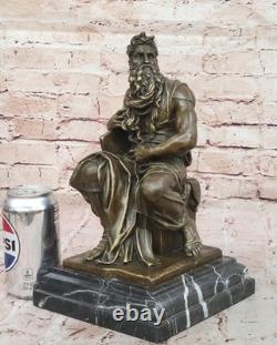 Art Deco Jewish Sculpture Founder Prophet Moses Bronze Statue Figurine