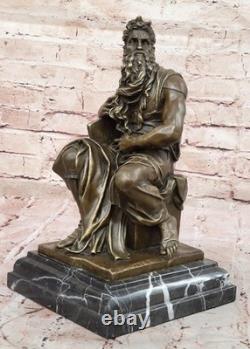 Art Deco Jewish Sculpture Founder Prophet Moses Bronze Statue Figurine