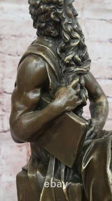 Art Deco Jewish Sculpture Founder Prophet Moses Bronze Statue Figurine