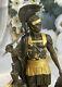 Art Deco Large Roman Warrior Bronze Sculpture With Marble Base And Gilded Figurine