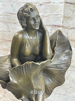 Art Deco Marble Bronze Sculpture Statue Figurine Sexy Erotic Marilyn Monroe
