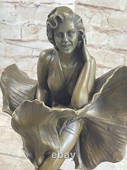 Art Deco Marble Bronze Sculpture Statue Figurine Sexy Erotic Marilyn Monroe
