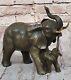 Art Deco Mother Elephant And Calf Bronze Cast Sculpture Signed Figurine Sale