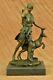 Art Deco Mythical Diana The Hunter With Stag Bronze Sculpture Decor