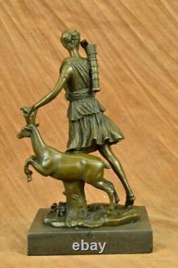Art Deco Mythical Diana The Hunter with Stag Bronze Sculpture Decor