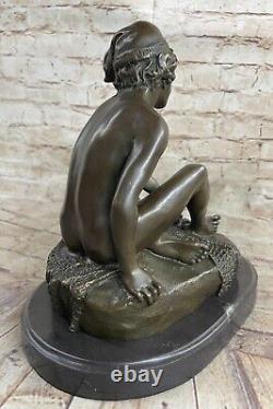 Art Deco / New Seat Chair Baked Male Young Male Bronze Sculpture Statue