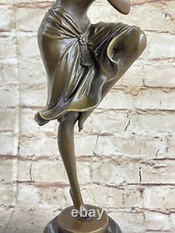 Art Déco / New Style Bronze Marble Sculpture Signed D H Chiparus Figurine