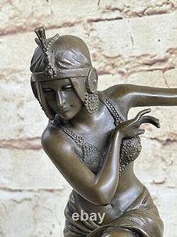 Art Déco / New Style Bronze Marble Sculpture Signed D H Chiparus Figurine