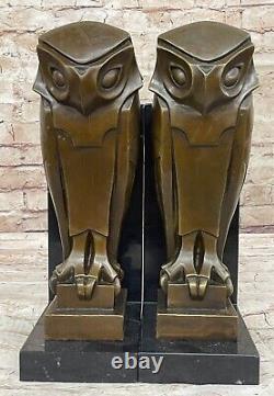Art Deco Owl, Pure Vienna Bronze Statue, on a Black Marble Sculpture by Dali