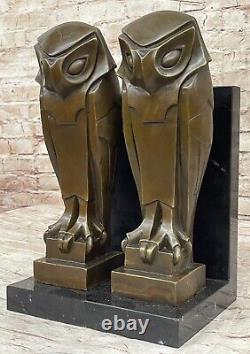Art Deco Owl, Pure Vienna Bronze Statue, on a Black Marble Sculpture by Dali