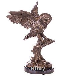 Art Deco Owl Sculpture in Bronze on Black Marble after Milo