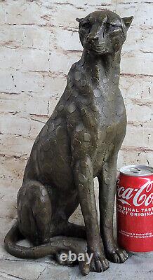 Art Deco Puma Jaguar Cheetah Bronze Sculpture Statue Figurine Decor