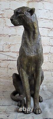 Art Deco Puma Jaguar Cheetah Bronze Sculpture Statue Figurine Decor