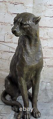 Art Deco Puma Jaguar Cheetah Bronze Sculpture Statue Figurine Decor