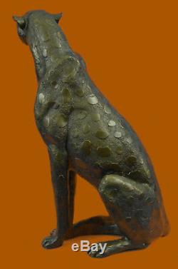 Art Deco Puma Jaguar Cheetah Wildlife Bronze Sculpture Figurine Statue Lost Wax
