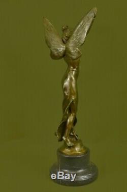 Art Deco Reproduction Fairy Butterflies Ang Bronze Sculpture Figurine Hand Balance