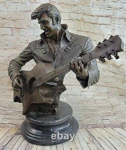 Art Deco Sculpture Elvis Presley Guitar Bronze Statue Font Figurine