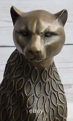 Art Deco Sculpture Jaguar Panther Animal Bronze Statue Handmade Figurine