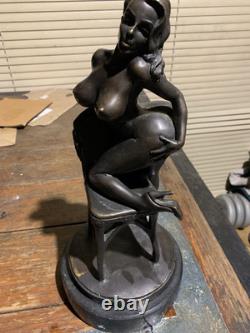 Art Deco Sculpture Nude Woman Breast Statue Figurine Bronze Hot Cast