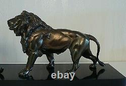 Art Deco Sculpture / Panthere / Lion / Bronze Patina