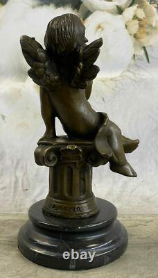 Art Deco Sculpture Playing Music Small Angel Bronze Statue European Design Sale