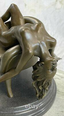 Art Deco Sculpture Sexy Nude Woman Erotic Nude Girl Bronze Statue