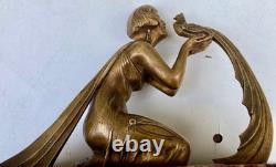 Art Deco Sculpture Statue 1920s 1930s in Bronze Woman with Pheasant Marble Base