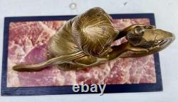 Art Deco Sculpture Statue 1920s 1930s in Bronze Woman with Pheasant Marble Base