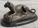 Art Deco Sculpture Of Jaguar Panther Animal Bronze Statue Handcrafted Figurine
