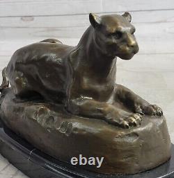Art Deco Sculpture of Jaguar Panther Animal Bronze Statue Handcrafted Figurine