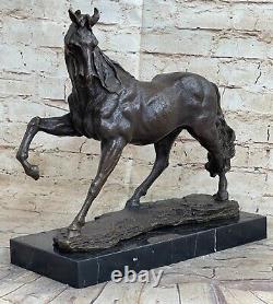 Art Deco Signed M. Lopez Wild Arab Horse Bronze Sculpture Figure