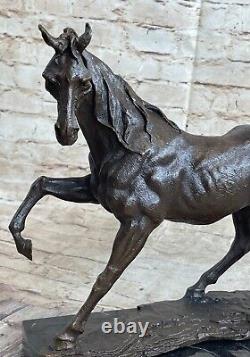 Art Deco Signed M. Lopez Wild Arab Horse Bronze Sculpture Figure