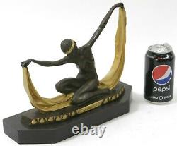 Art Deco Signed Mirval Tape Dancer Bronze Sculpture Statue Decorative Figurine