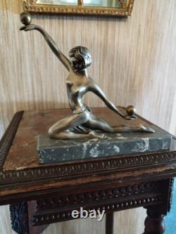 Art Deco Silvered Bronze Dancer with Balls 1920-1930