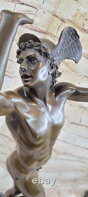 Art Deco Special Patina Flying Mercury Bronze Sculpture Statue Sale