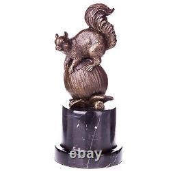 Art Deco Squirrel Sculpture in Bronze on Black Marble after F. Paurtrot