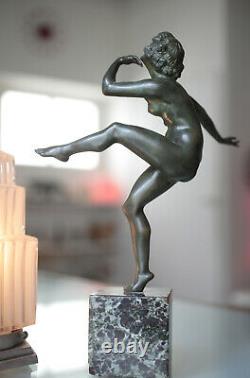 Art Deco Statuette In Bronze Dancer By René André Varnier