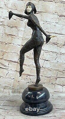 Art Deco Style New Bronze Marble Sculpture Signed D H Chiparus Figure Deal