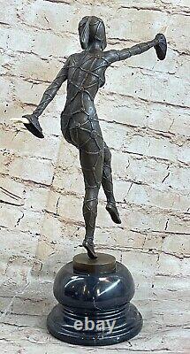 Art Deco Style New Bronze Marble Sculpture Signed D H Chiparus Figure Deal